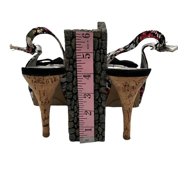 Rampage Black Girasole Floral Bow Ankle Strap Cork Heel Sandals Size 6 Women's - Picture 8 of 9